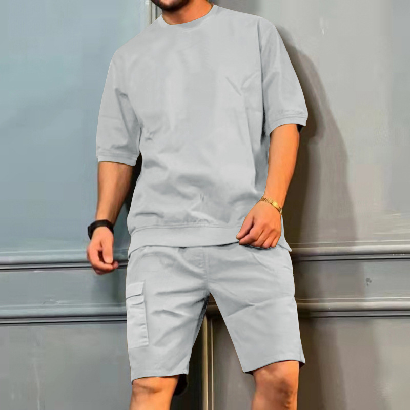 Summer cross-border Men's sports more than suit bags men's fifth pants casual trendy short sleeve personalized shorts men's suit