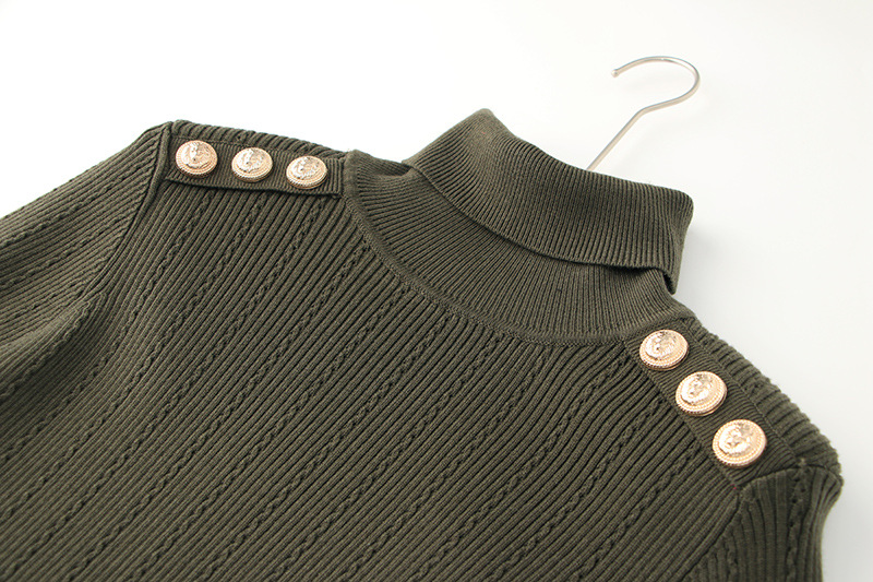 Temperament Commuter Pullover Black Long Sleeve European and American Knitted Turtleneck Sweater Wool Blend Slim Fit Top Cross Border Spot_voghion.com