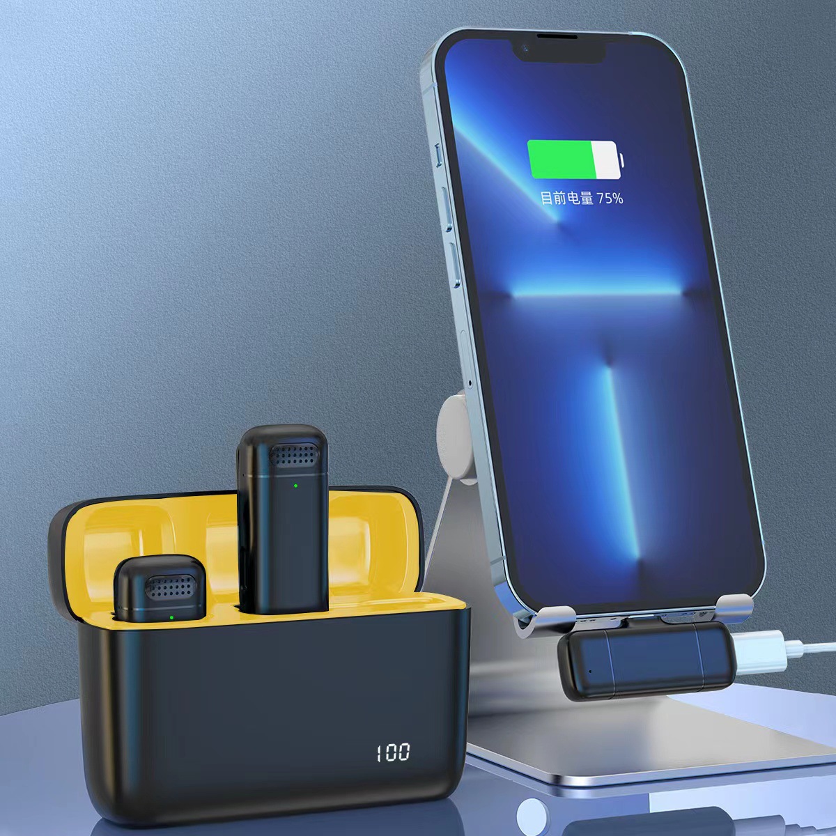 K6 wireless collar clip microphone with charging warehouse digital display yellow core one drag two wireless microphone recording cross-border explosions