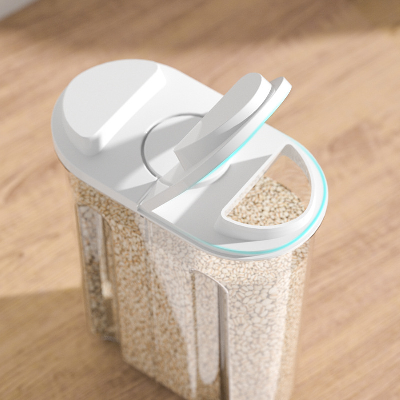 Japanese-style kitchen transparent rice bucket household large capacity grain sealed double-card buckle insect-proof multi-purpose storage jar