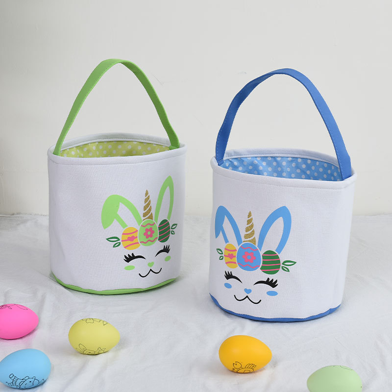2024 New Easter decoration cartoon curved ear unicorn basket Easter bucket holiday decoration wholesale