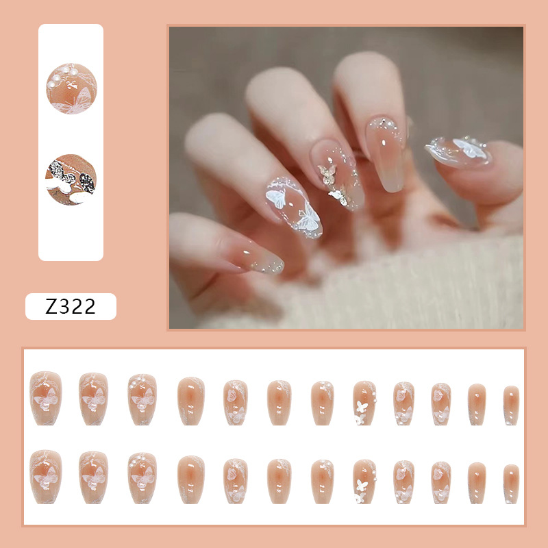 Wear nail Diamond small fresh three-dimensional pattern love bow nail patch nail wear nail finished product wholesale