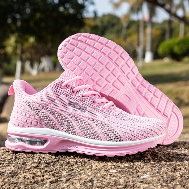 Women's shoes 2022 Spring New hollow single net large net breathable air cushion shock absorption lightweight leisure sports cross-border large size