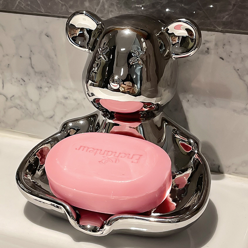 Draining soap box household punch-free wash table ceramic soap box bathroom soap drainage storage rack