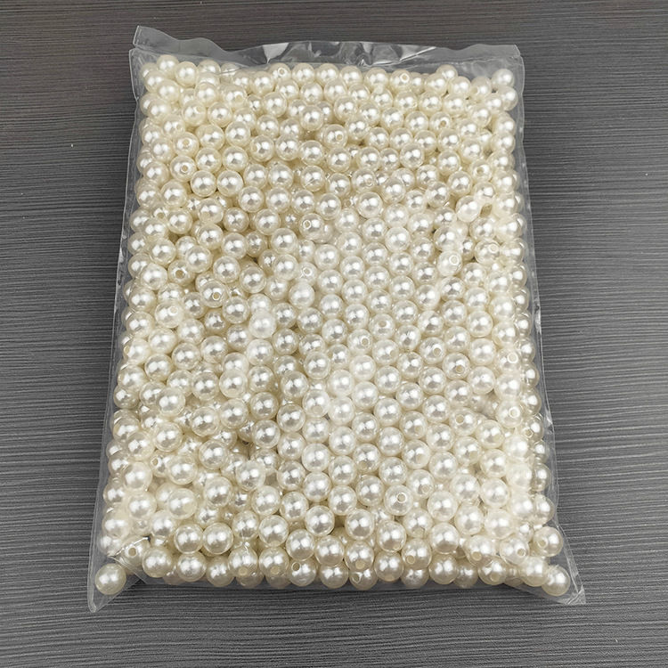 ABS imitation pearl straight hole loose beads 3-40mmdiy accessories decorative double hole round beads wedding pearls wholesale