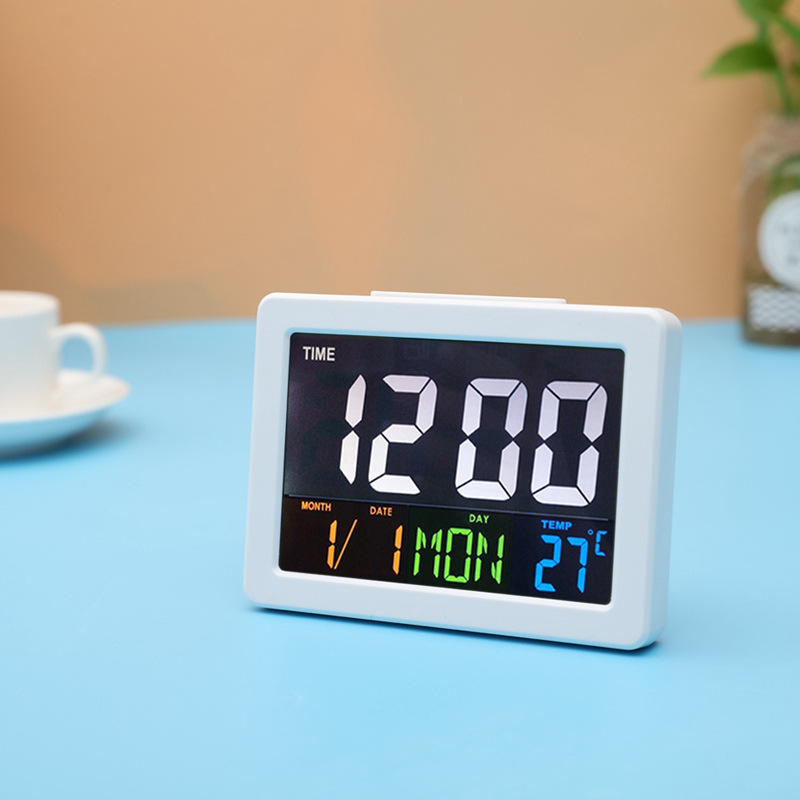 Color large screen LCD electronic clock table clock with temperature alarm clock student alarm clock G2000 display