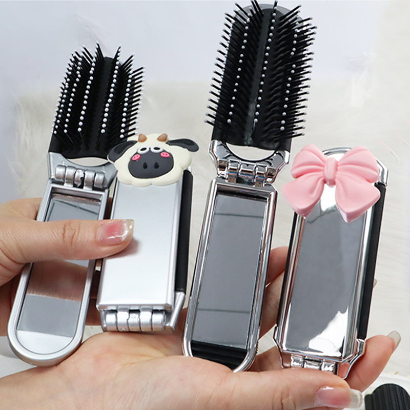 Folding Comb Portable Air Cushion Comb Portable Comb Two-in-One Bag Small Comb Air Bag Comb Mini Folding Mirror Comb