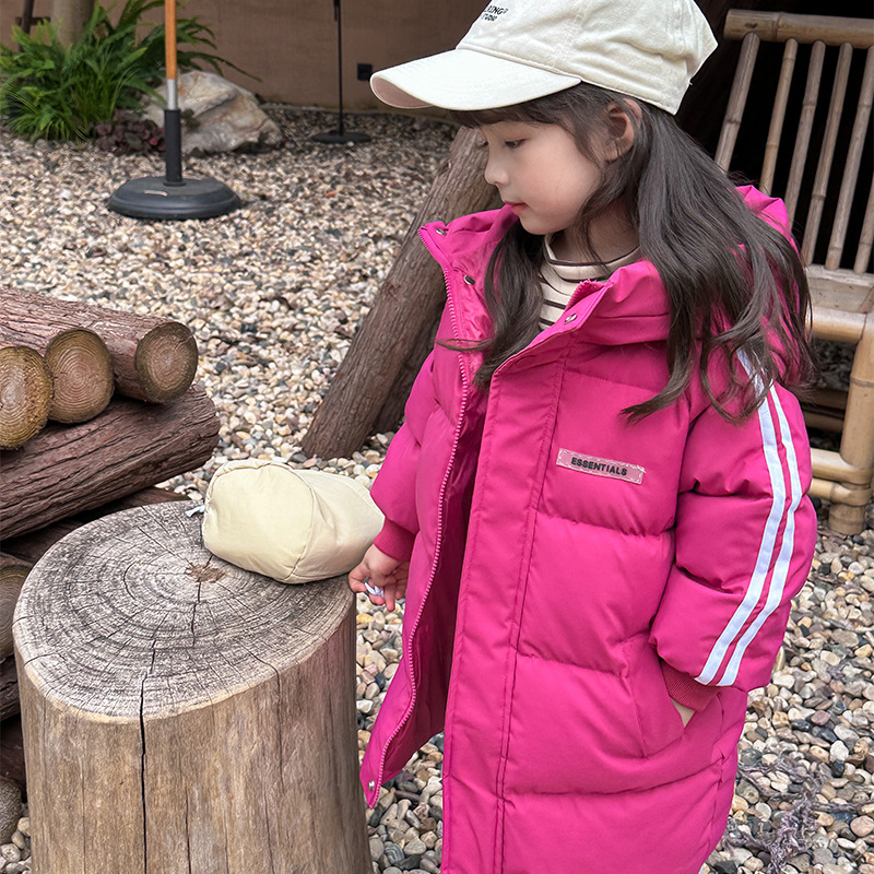 Children's mid-length cotton-padded jacket 2023 new winter boys and girls down cotton-padded coat middle and older children's over-the-knee children's clothing