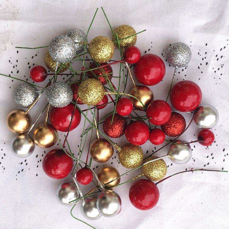 [Foam glitter pink fruit] 15mm single head simulation onion powder fruit glitter pink ball Christmas material accessories manufacturers