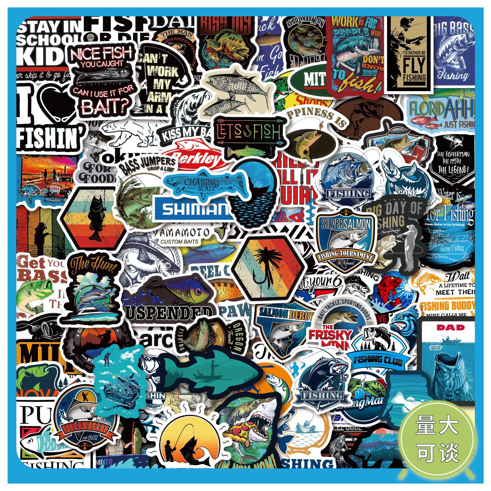 50-100 cross-border personality outdoor fishing graffiti stickers DIY scooter luggage waterproof removable stickers