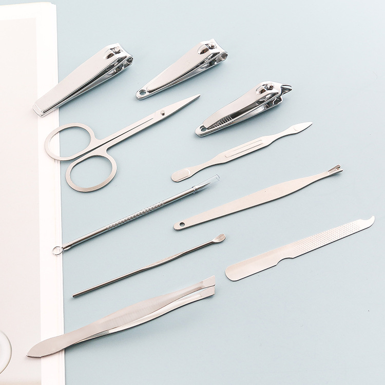 Leather Box 10-piece set nail tools home manicure care nail clippers suit in stock gift nail clippers suit