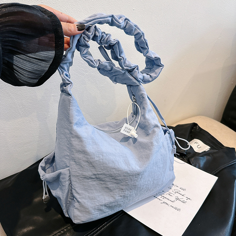 South Korea Spring High-end Niche Underarm Women's Bag New Drawstring Shoulder Strap Folded Bag Women's Casual Fashionable Tote Bag