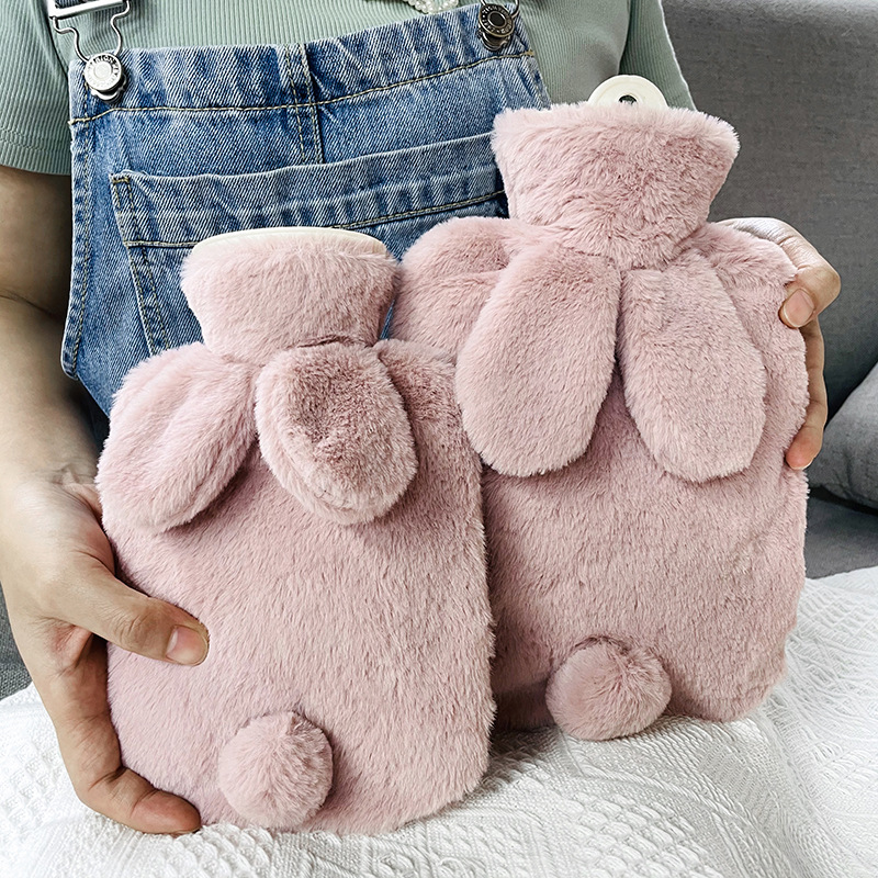Cartoon Rabbit Plush Hand Warmer Hot Compress Abdominal Warmer Removable and Washable PVC Water Injection Hot Water Bag Cute Factory Wholesale