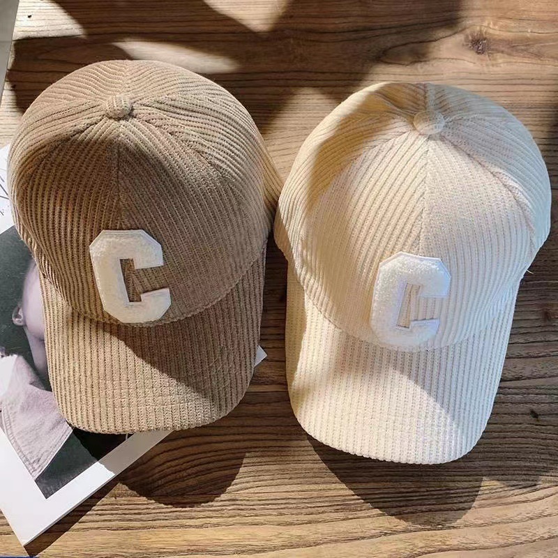 Baseball Cap Women's Autumn and Winter New Corduroy Sports C Letters Internet Popular Outdoor Same Style Men's Hard Top Duck Tongue Hat