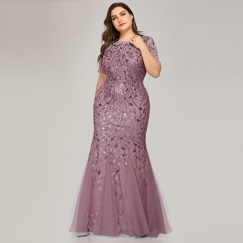 Large size evening dress SHEIN Amazon hot European and American version of the beaded mesh fishtail slim sexy women's spot