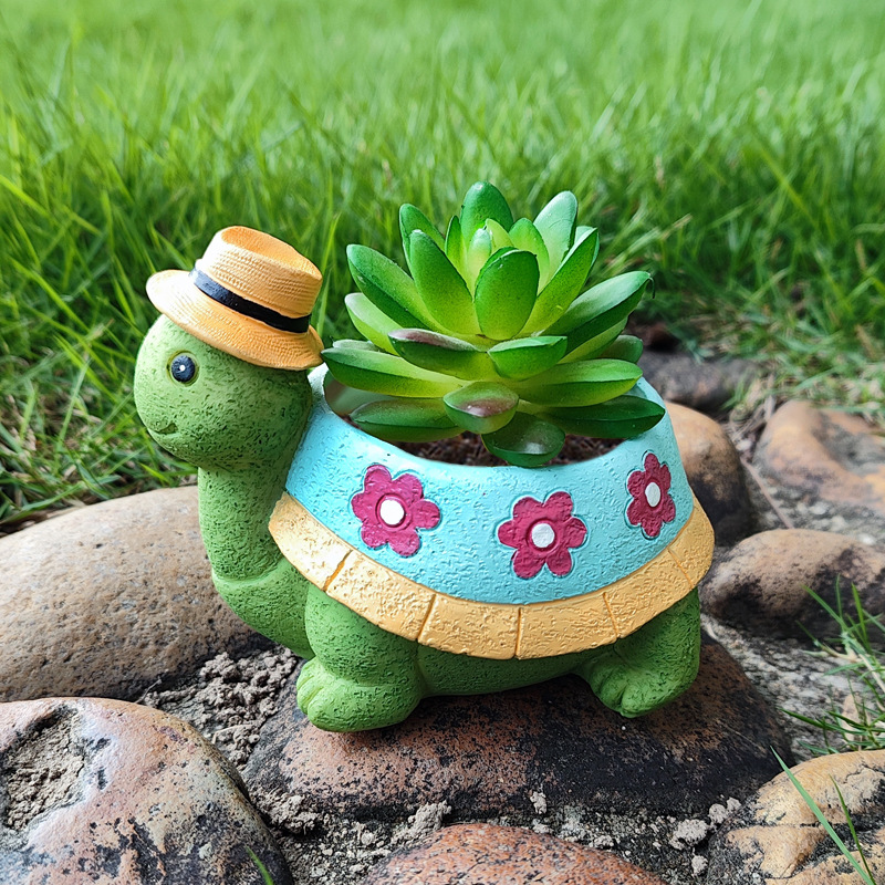 Cartoon succulent flower pot suit combination cute small creative art flower pot home decoration turtle small flower pot decoration