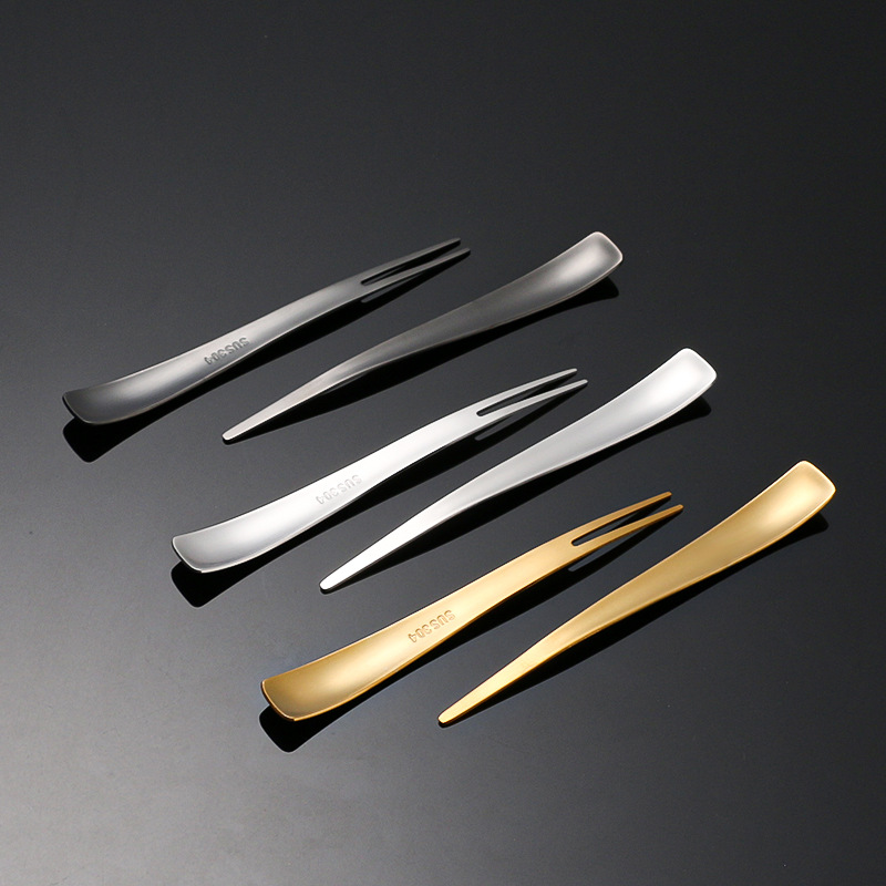 Creative 304 stainless steel frosted ice cream spoon cake moon cake dessert fork dessert spoon fruit fork subnet red ins style