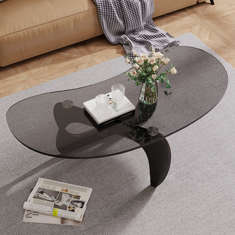 Designer Isamu Noguchi Living Room Light Luxury Glass Coffee Table Small Apartment Household Creative Coffee Table Advanced Sense Sofa Side Table