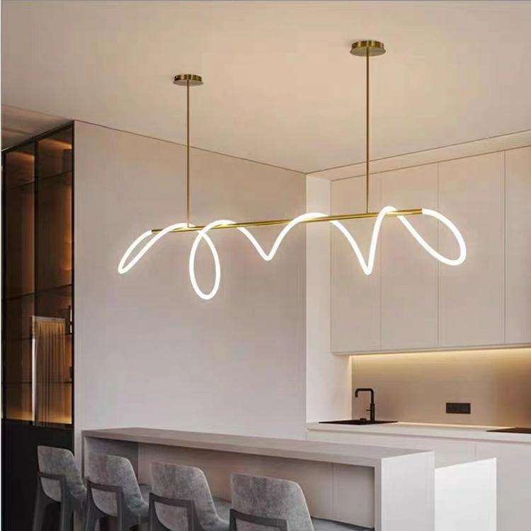 Scandinavian minimalist postmodern creative pendant light simple long line musical note light sample room design living room dining room light
