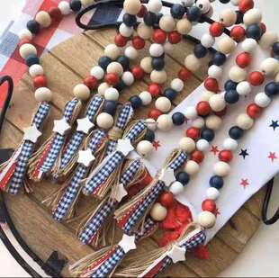 Amazon European and American wooden beads string tassel hemp rope beads string WoodBeadGarland holiday home decoration accessories