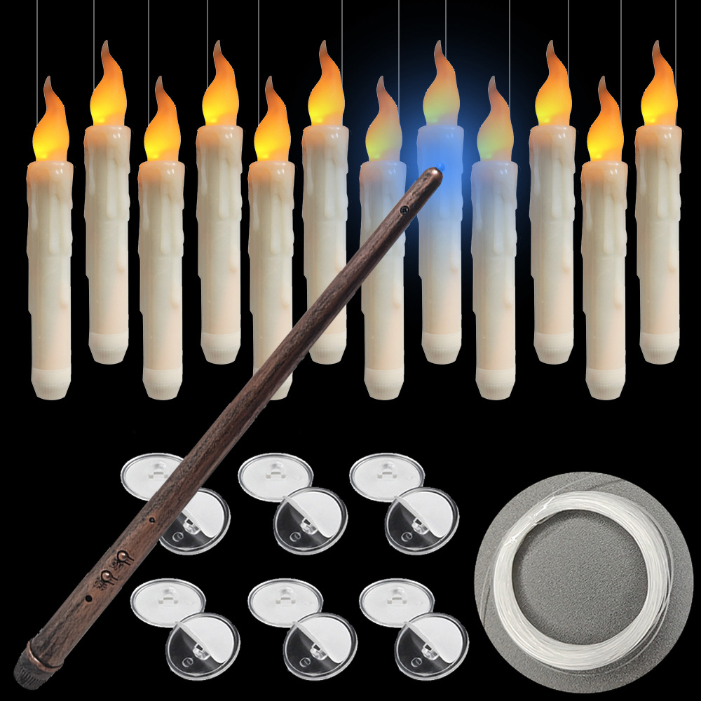 Amazon hot sale magic wand led electronic candle light Halloween Christmas decoration tearful candle long rod wax