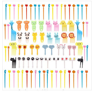 Household Cartoon Fruit Fork Creative Children's Animal Cute Plastic Fruit Fork Set Lunch Sign