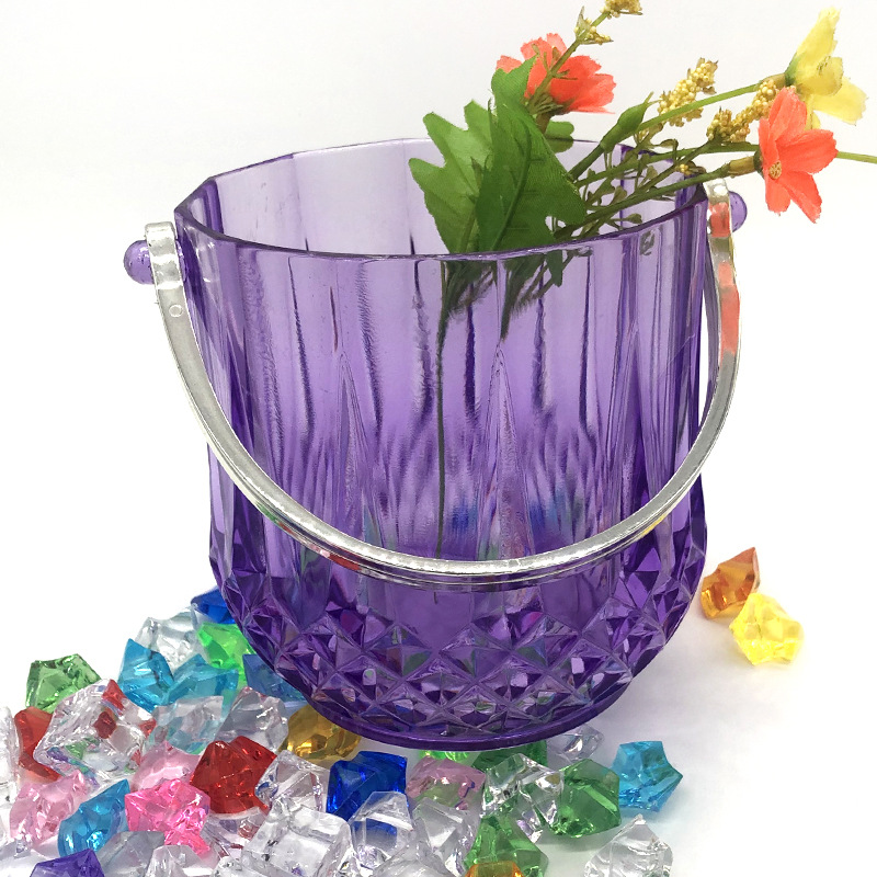 Factory wholesale plastic acrylic ice bucket 005 small diamond crystal ice bucket plastic ice clip ice tongs