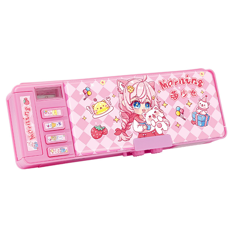 New stationery box women's multi-functional password organ pencil case wholesale primary school student double-layer large capacity pencil case
