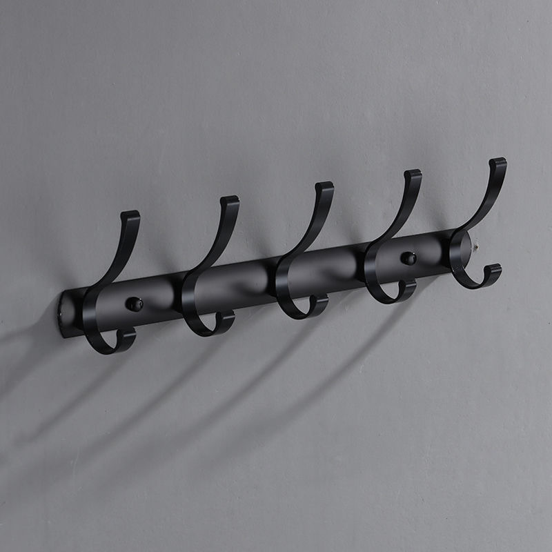Space Aluminum Clothes Hook Black Clothes Hanging Solid Clothes Hanger Living Room Clothes Hanging Row Hook Wall Hanging Clothes Hook Bathroom