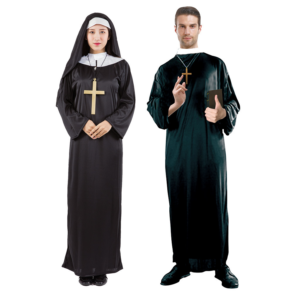 Halloween Costume Priest Nuns Fancy Costume Adult cosplay Maria Missionary Priest Costume