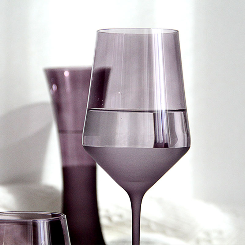 High-end crystal wine glass high-looking light luxury wine set suit ins style purple simple glass goblet