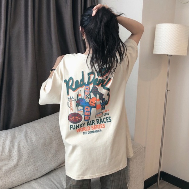 Hong Kong style short-sleeved T-shirt for women 2023 new summer loose Korean style ins trendy student Harajuku bf lazy style top clothes
