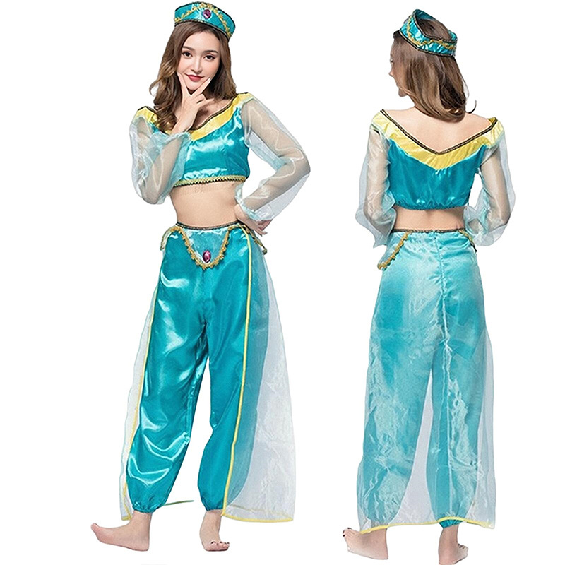 Jasmine princess dress Aladdin magic lamp costume uniform Halloween Indian female regional dancing girl anime cos fairy tale