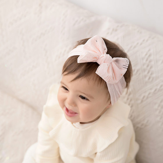 Cross-border new children's lace headband bow hair accessories baby hairband soft thin baby wide-brimmed hair band