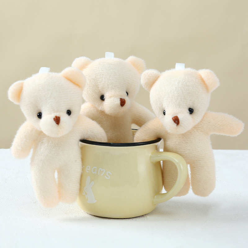 Plush Toy Conjoined Bare Bear Keychain Backpack Pendant Beige White Bear Doll Big Head Conjoined Bear Doll