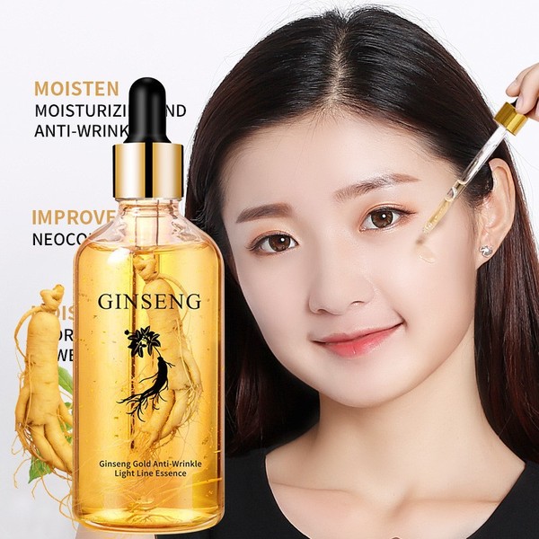 Essence with ginseng, bottle, English