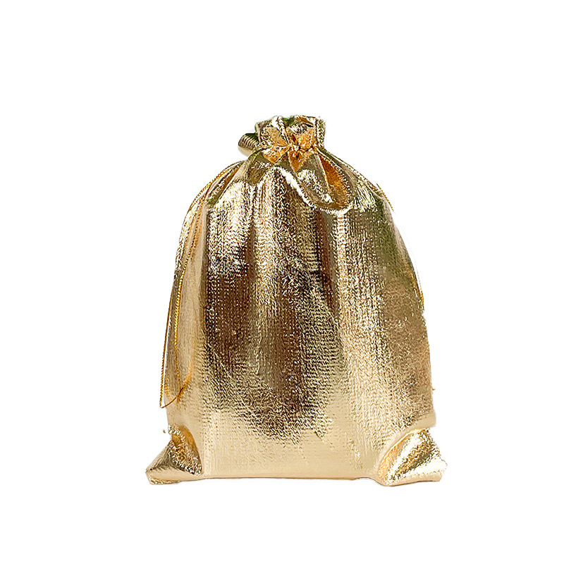 Factory supply cross-border gold and silver cloth bag gold cloth bag jewelry jewelry text play gift storage packaging bag in stock