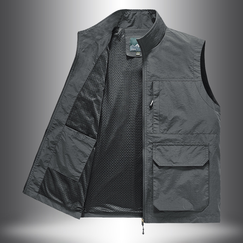 Men's Workwear Casual Vest Men's Shoulder Ware Outdoor Photography Vest Men's Middle-aged Fishing Large Size Loose Multi-pocket