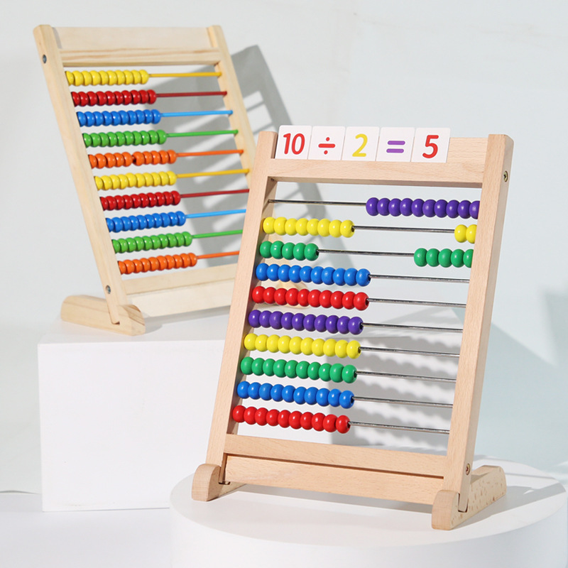 Wooden elementary school student math teaching aids ten-speed calculation rack children arithmetic artifact counter Abacus Rack addition and subtraction teaching aids