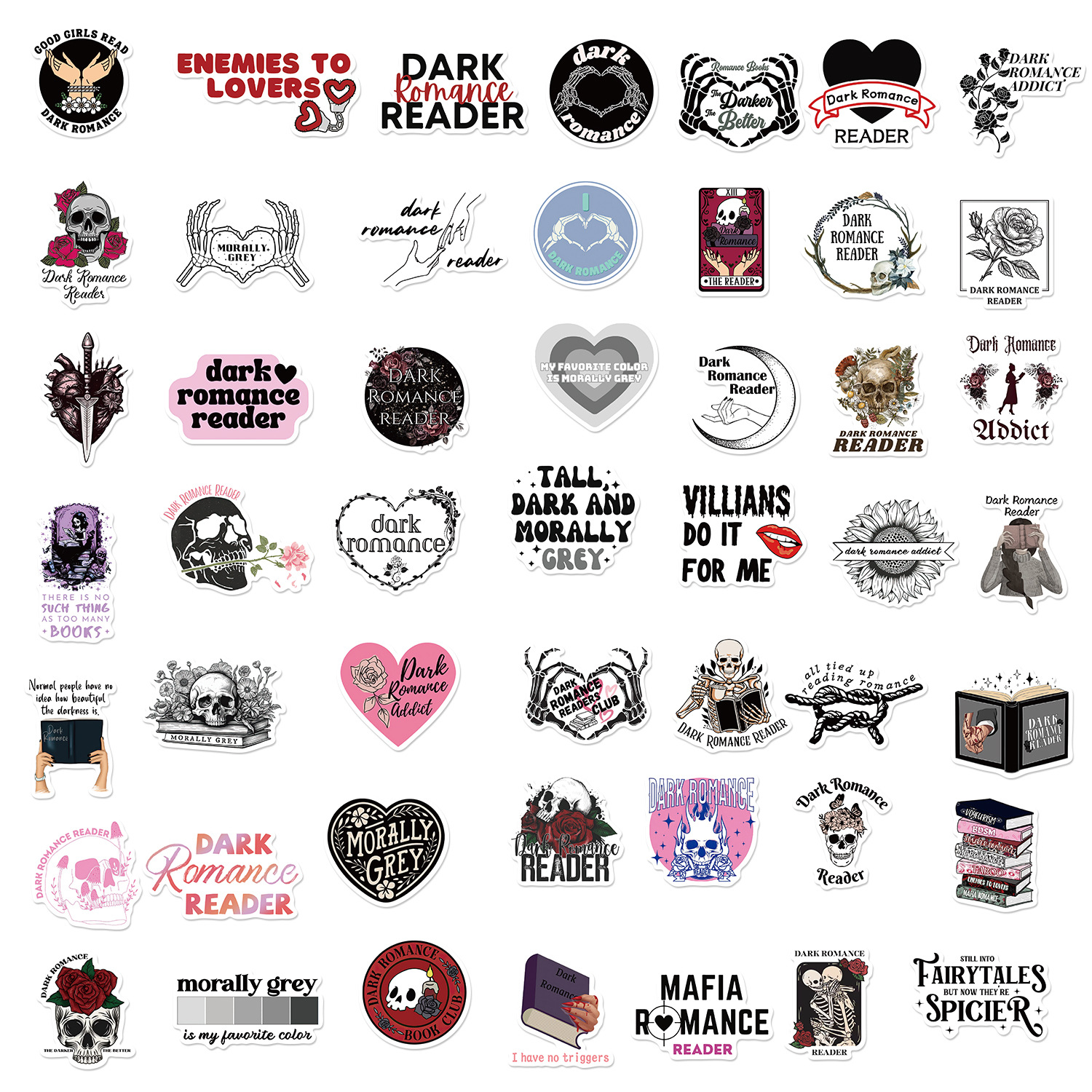 50 pieces of dark romantic readers graffiti stickers guitar notebook luggage DIY waterproof stickers cross-border