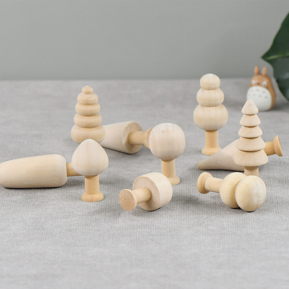 Creative Wood home diy painted children's toy Easter tree wooden mushroom small tree pendant INS Wood embryo
