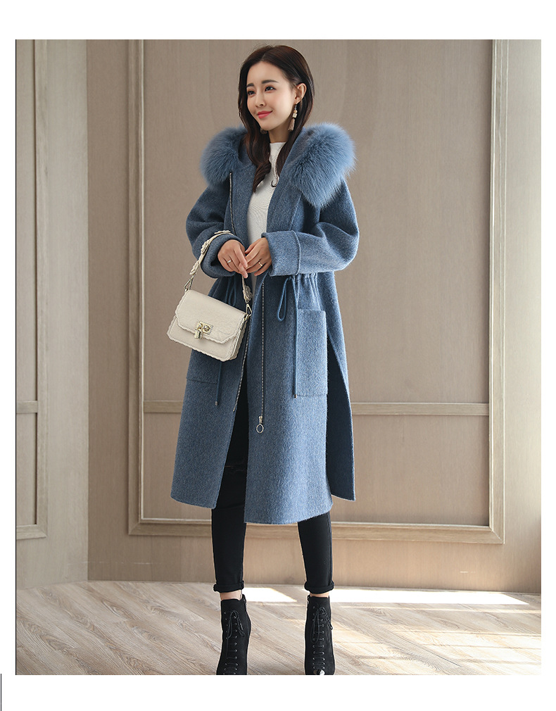2022 Autumn and Winter New Cross-border Explosive Single Thickened Woolen Women's Coat Long Amazon Woolen Collar Coat wish