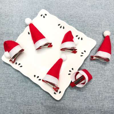 Creative mini Christmas hat hairpin cute photo decoration hairpin three-dimensional plush side clip Christmas gift cross-border