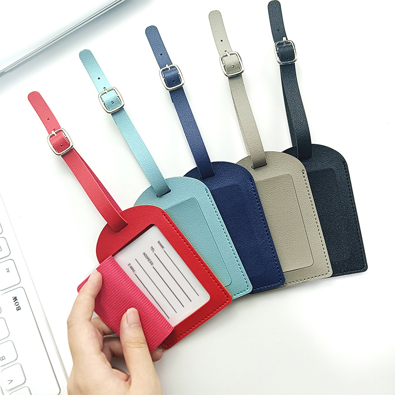 in stock wholesale 11 color horizontal and vertical two kinds of flip cover thickened leather with printing signature paper pu luggage tag