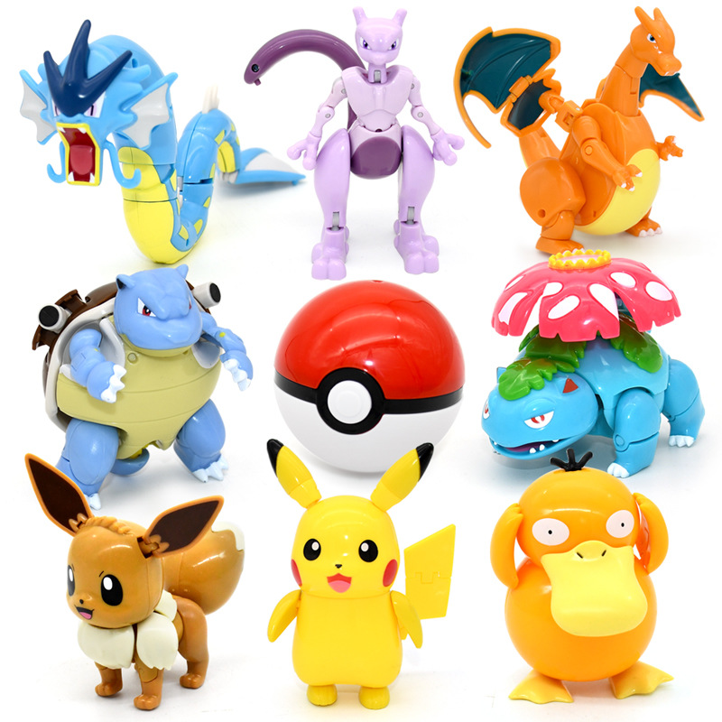 Genuine Baokemeng Pikachu Pokemon Hand-made Toy Deformation Robot Pocket Monster Kodak Duck