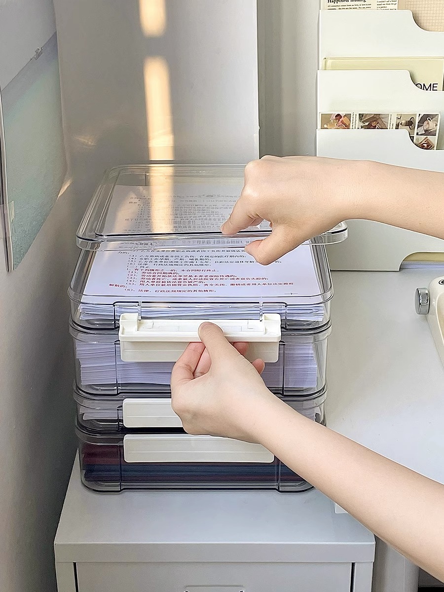 Test Paper Storage Artifact Large Capacity Transparent Plastic Household Book Junior High School Graduation Certificate a4 File Storage Box