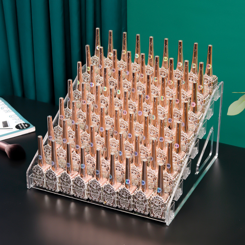 Transparent Acrylic Storage Box Lipstick Display Stand Desktop Cosmetic Finishing Storage Nail Polish Display Stand Plastic