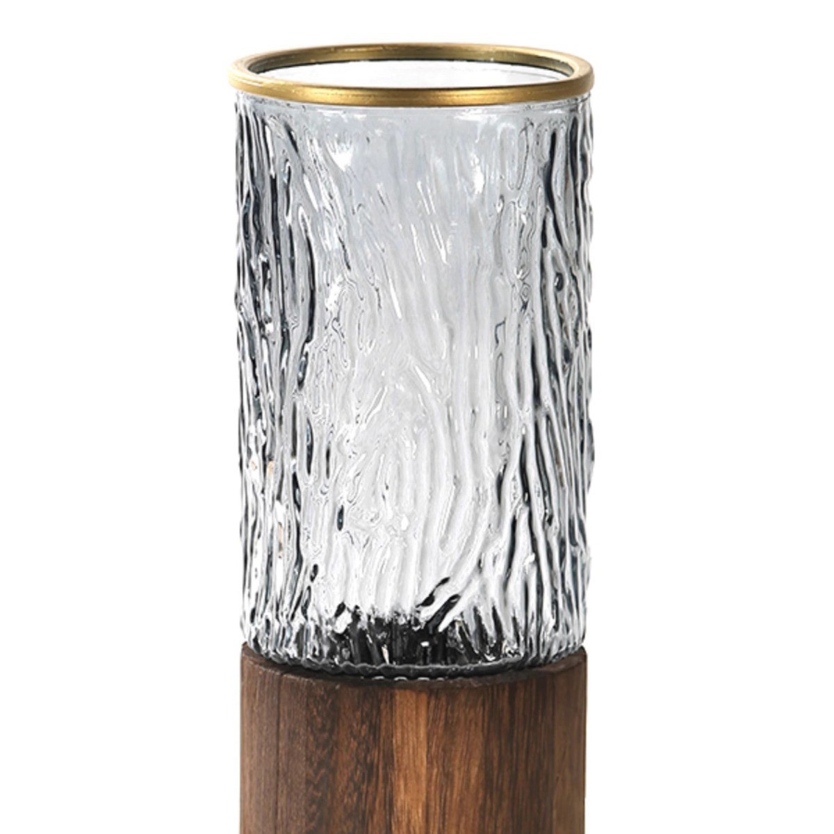 Nordic Light luxury ins style wooden support glass vase creative wooden seat water-raising flowers living room desktop Chinese style decoration