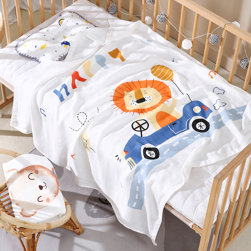 Infant double layer bamboo cotton blanket children's quilt thin air conditioning summer cool quilt baby bamboo fiber ice silk blanket wholesale
