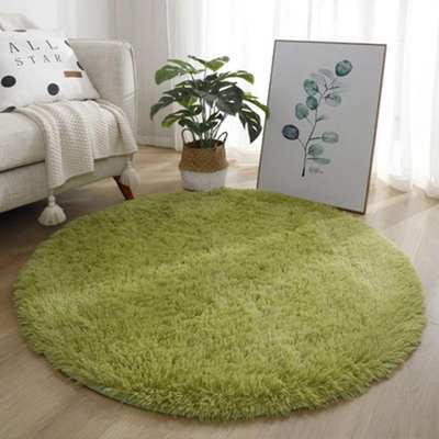 Bedroom Solid Color Round Silk Wool Carpet Nordic Simple Living Room Sofa Plush Floor Mat Home Hanging Basket Long Wool Mat